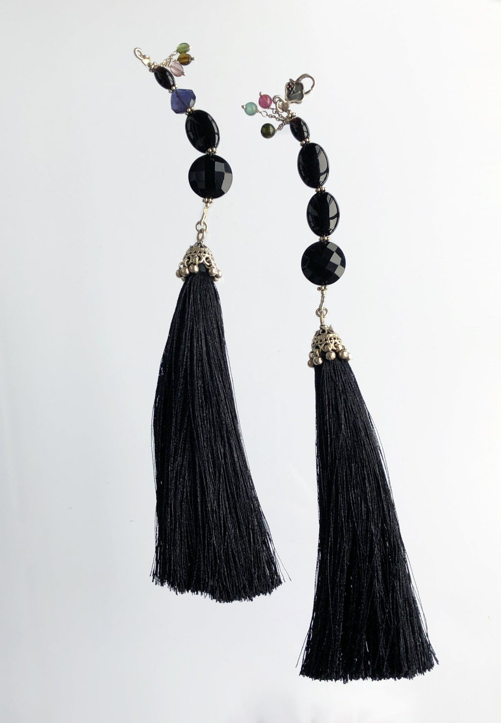 Black Tassel - Adelina1001, silver, jewelry, semiprecious stones, silk, шелк,  украшения ,   fashion, gemstone, vintage,  artist,  cute, beautiful, aesthetic , sexyjewelry, playfulness