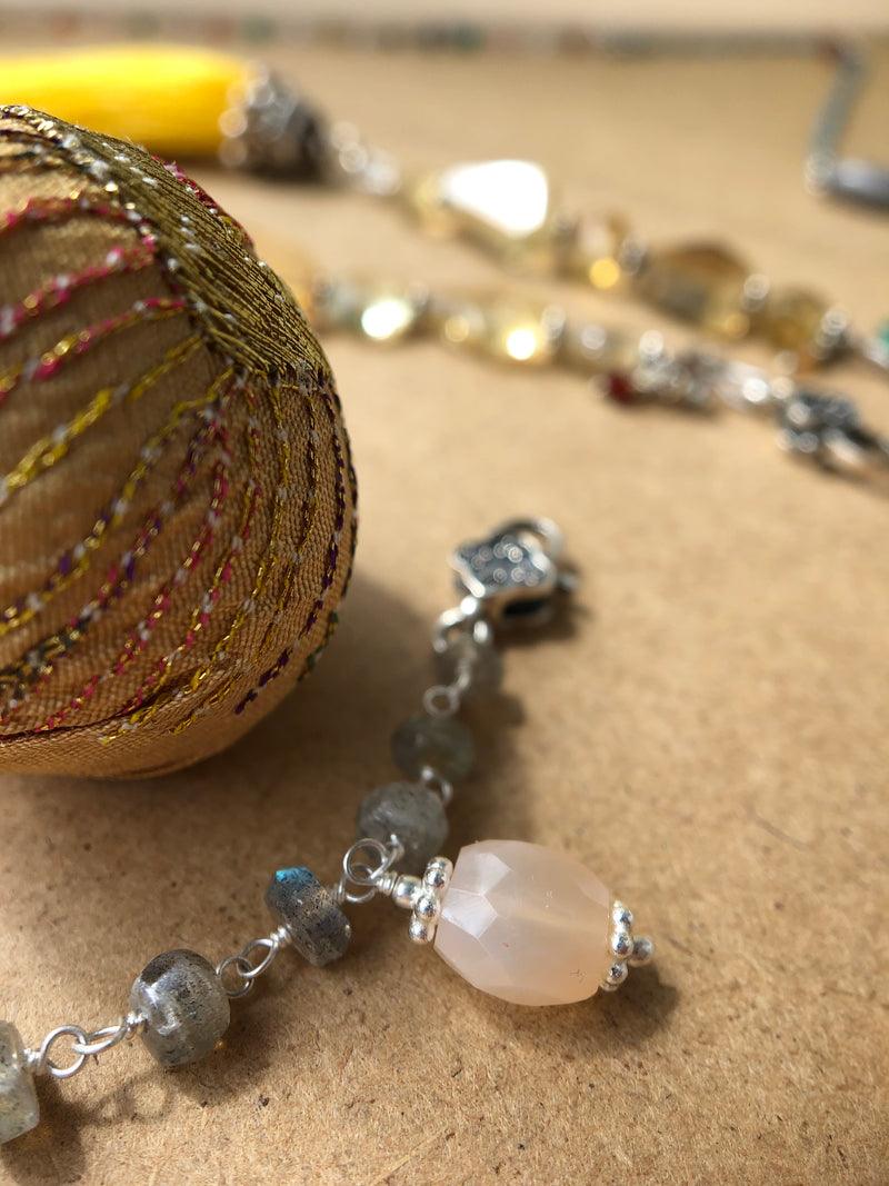 Summer breeze - Adelina1001, Amethyst, fluorite and shimmering aquamarine, turquoise and magic moonstone.