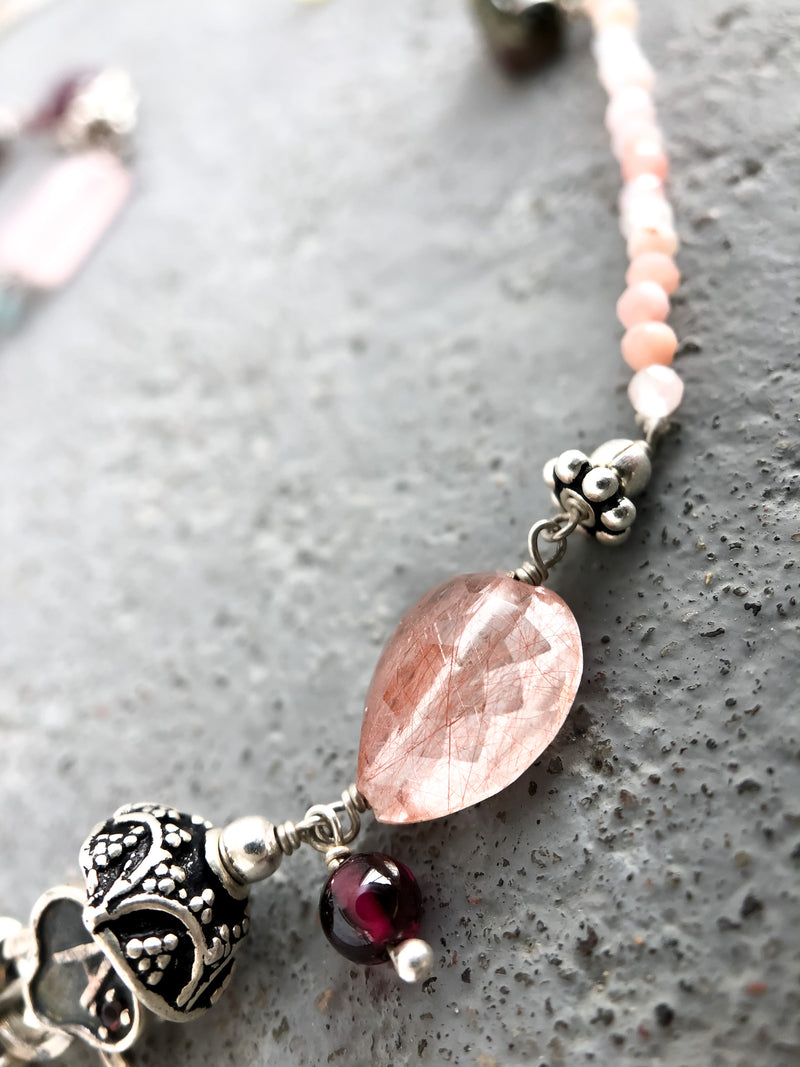 Tangerine sunset - Adelina1001, цепочка, камни, натуральные камни, розовый кварц