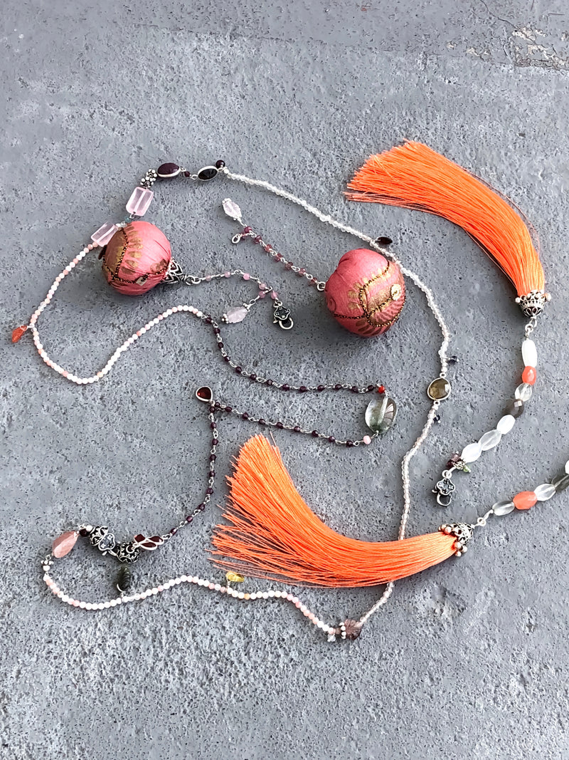 Tangerine sunset - Adelina1001, кисточки, украшения, натуральные камни