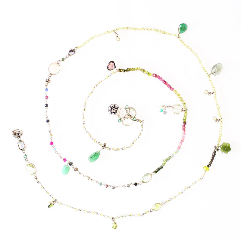 Base silver necklace Green Haze - Adelina1001, fashion, jewelery, boudoir, Lolita,  kawaiifashion,  kawaii,  sweetfashion, pastel,  lolitafashion, japan vintage,  artist,  cute, beautiful, aesthetic , капли , мода, красота, цепочка,  стиль Бохо, серебро, ювелирка, лунный камень, moonstone, beauty, smoky quartz