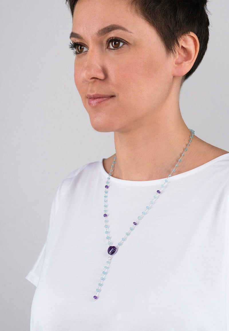 Purple Heart Chain - Adelina1001, silver, chain, natural stones, jewelry, серебро, натуральные камни, украшения
