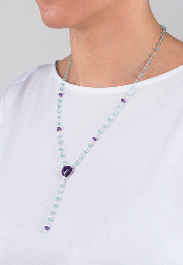 Purple Heart Chain - Adelina1001, silver, chain, natural stones, jewelry, серебро, натуральные камни, украшения