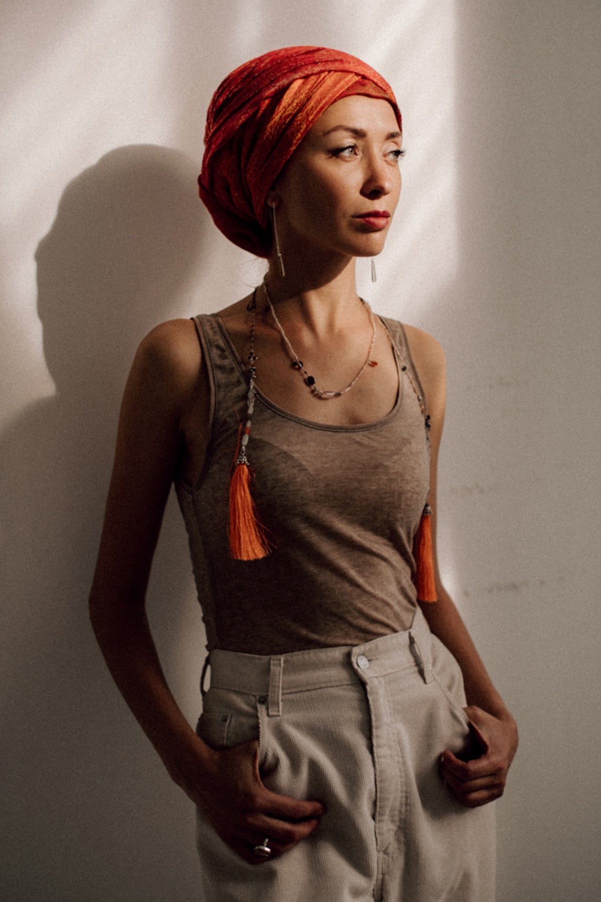 Tangerine sunset - Adelina1001, jewelry, silk, silver, moonstone, boho, natural stone