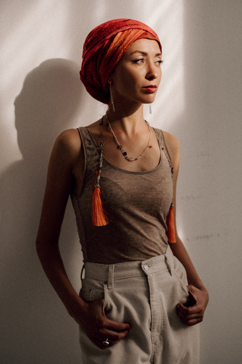 Tangerine sunset - Adelina1001, jewelry, silk, silver, moonstone, boho, natural stone