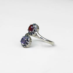 RED AND DEEP BLUE FLOWER RING - adelina.world