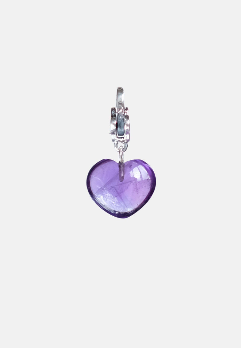 Purple Heart Charm - Adelina1001, love, silver, clasp, handmade high quality, 宝石類,ハンドメイド,銀,宝石類,ペンダント