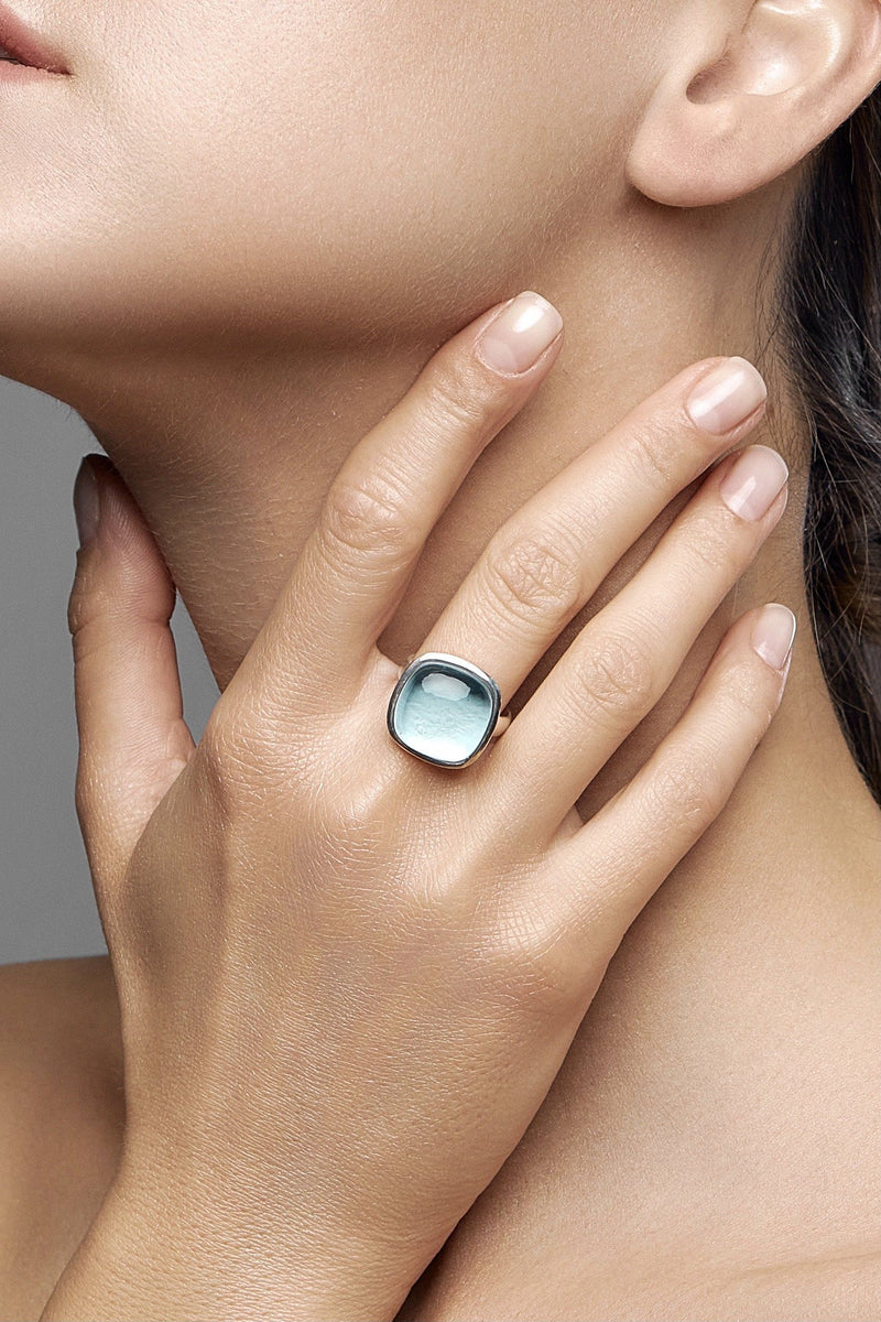 Green amethyst Silver Ring (Light Sky) - Adelina1001, зеленый аметист. кольцо серебро