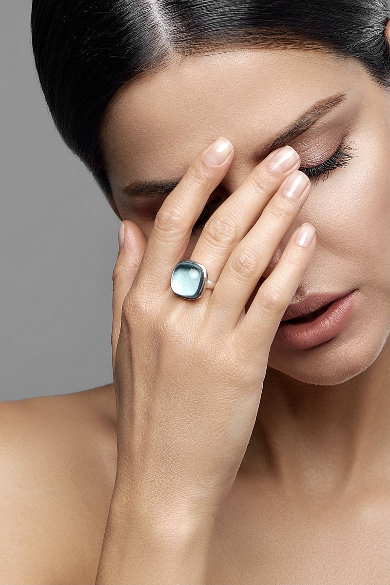 Green amethyst deals silver ring