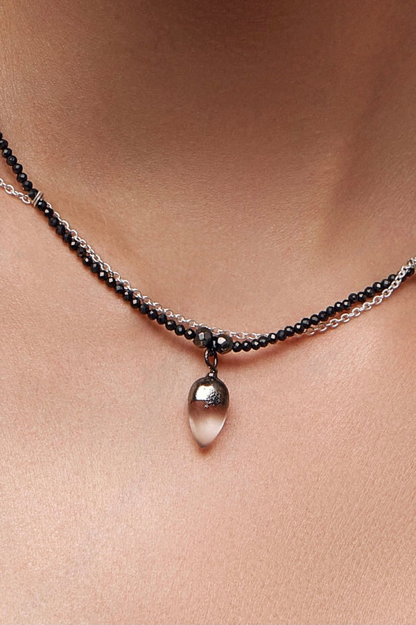 silver pyrite necklace - adelina.world