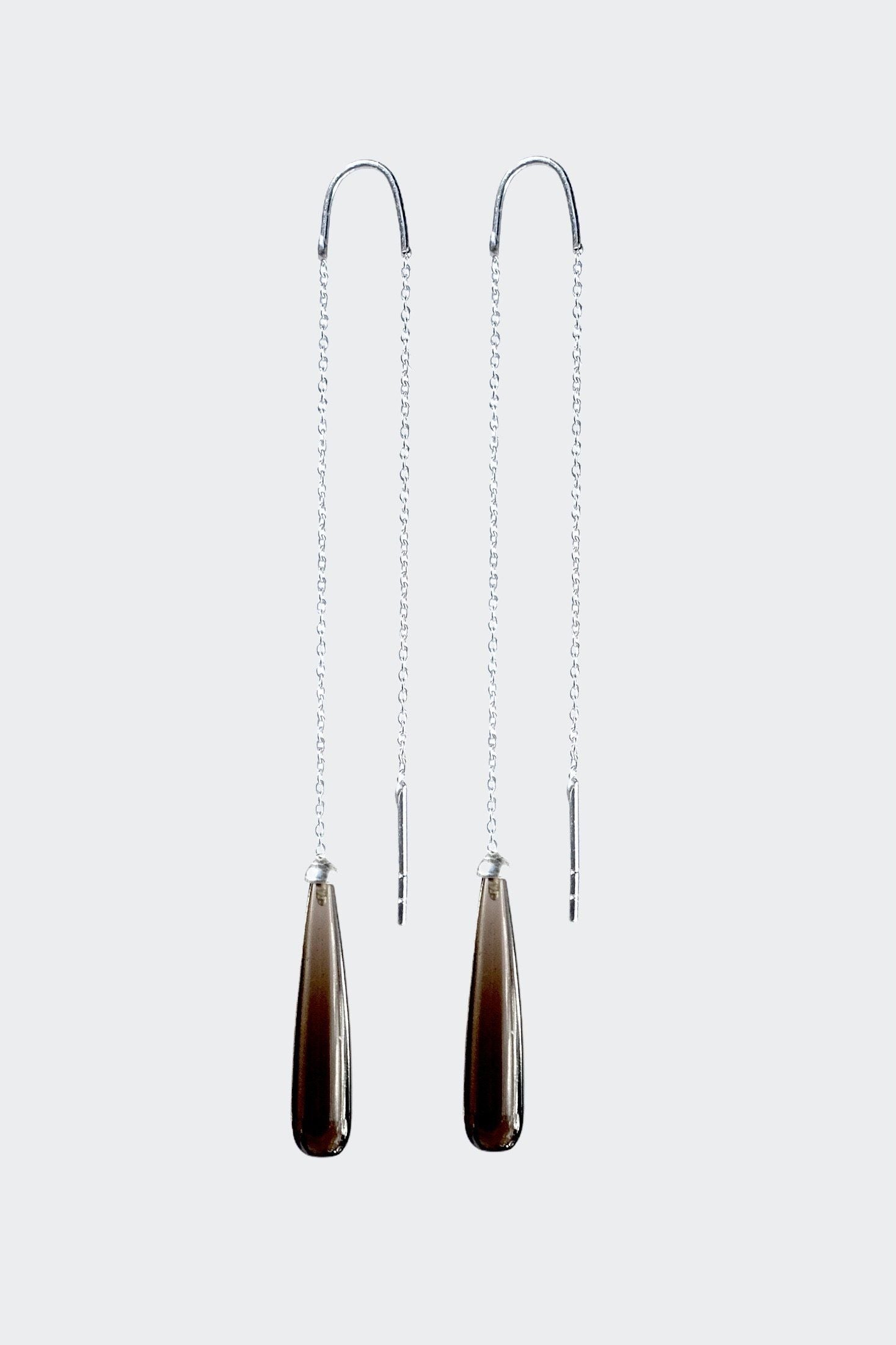 Smoky Quartz Drop Earrings, Smoky Quartz Drops Earrings, Smoky Quartz Drops Long Earrings - Adelina1001, украшения, серебро, серьги, кварц, silver, earrings, jewelry, 長い自然なイヤリング