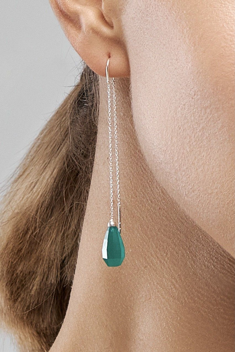 Green Onyx Drops Earring. Green Onyx Glow Drops Long Earrings - Adelina1001, зеленый оникс, капли серьги. украшения