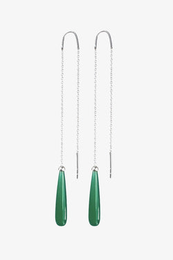 Green onyx drop earrings, Green Onyx Drops Long Earrings - Adelina1001, серебро, длинные серьги, зеленый оникс,  натуральные камни