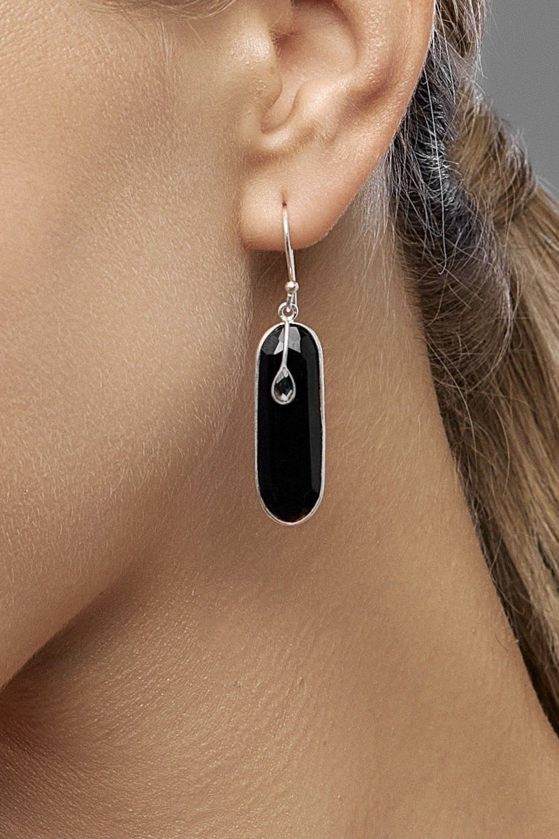 Black Brick Earrings, black onyx, silver, earrings, natural stones, handmade