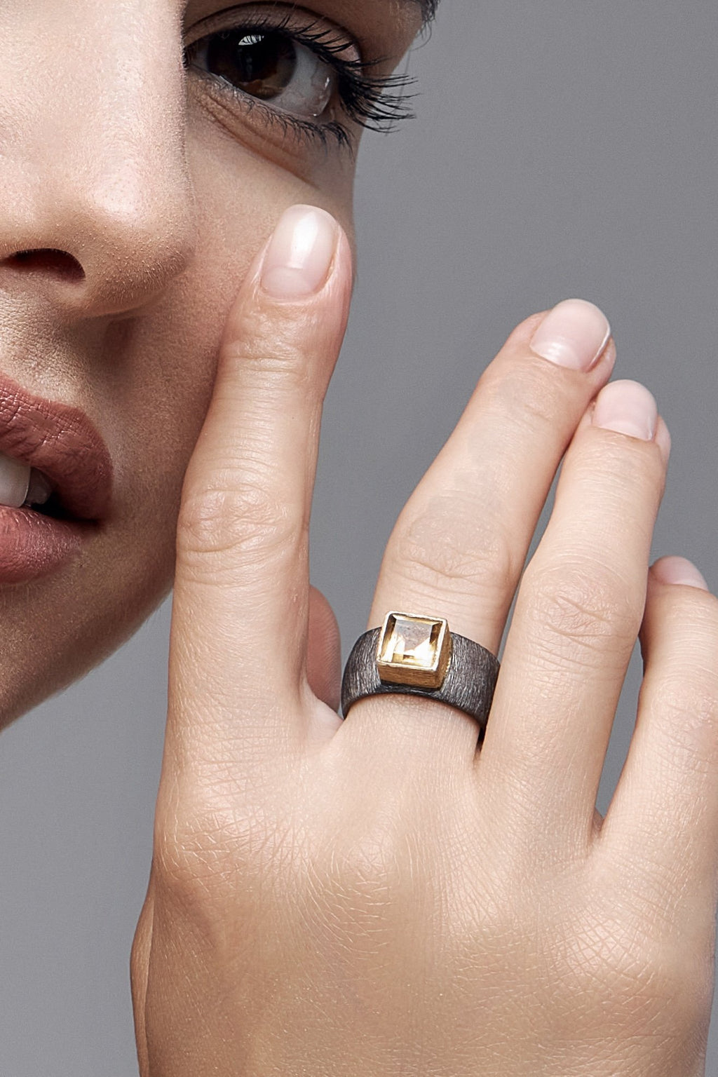 Citrine Double Black Ring, black silver. jewelry design, natural stones, tourmaline, черненое серебро, двойные кольца