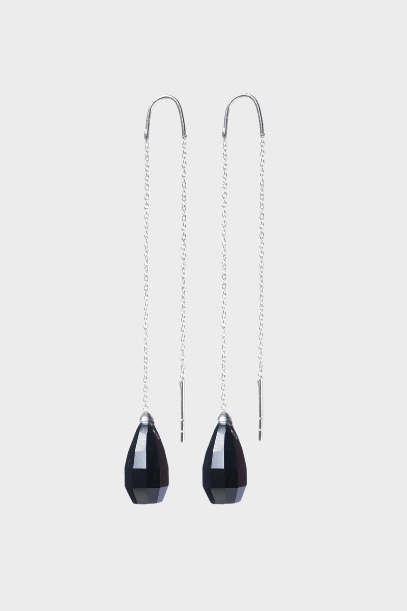 Black Onyx Glow Drops Long Earrings - Adelina1001,  onyx, silver, earrings, stones, оникс, украшения, серьги