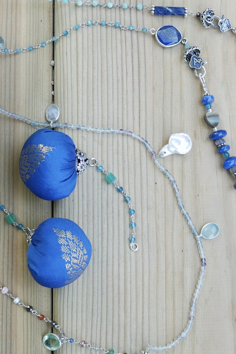 Royal Blue - Adelina1001, Authentic stones, silver, silk, handmade high quality accessories, tassels. smart jewelry,  silk, помпоны, кисточки