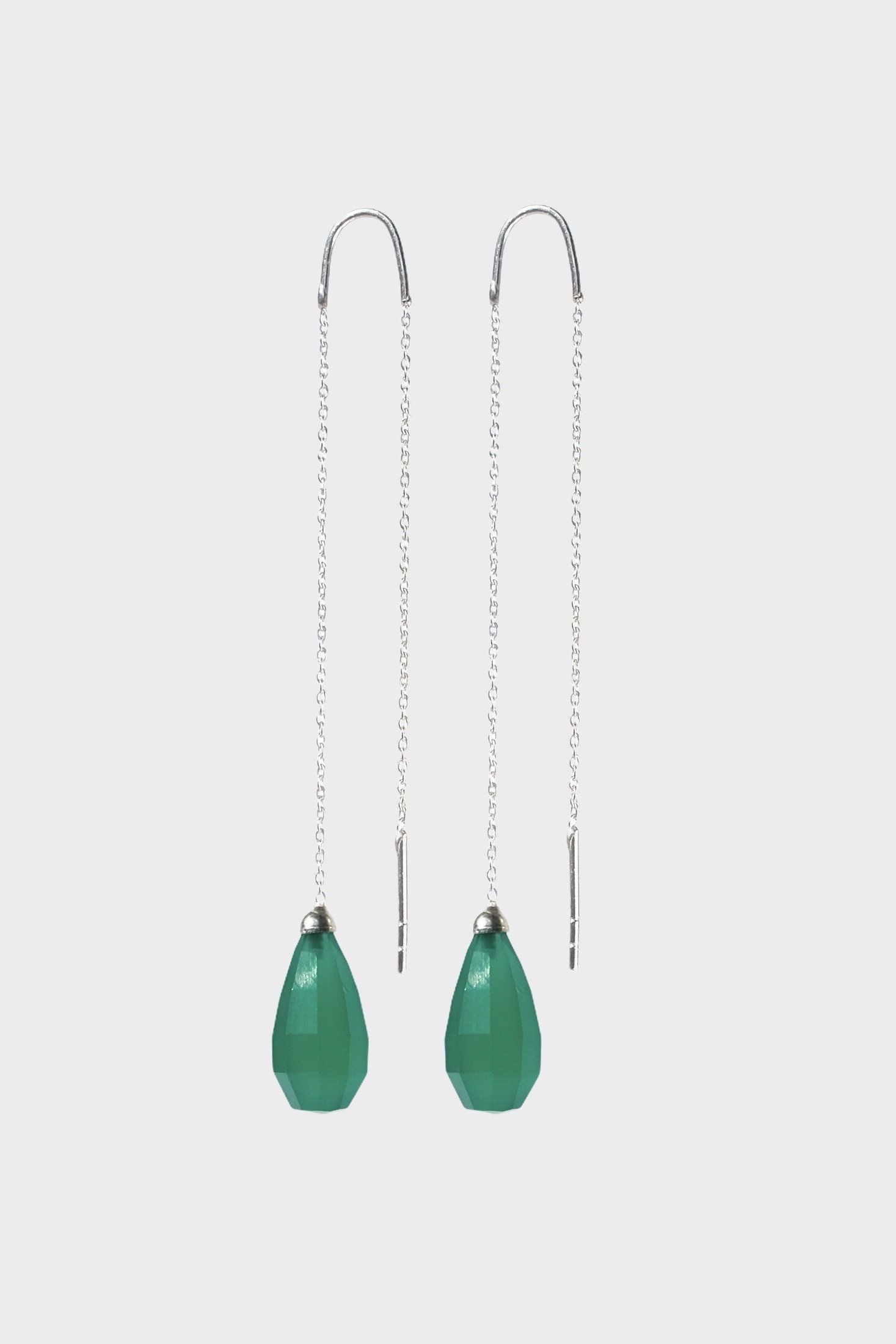Green Onyx Drops Earring, Green Onyx Glow Drops Long Earrings - Adelina1001, серьги, оникс, серебро, jewelry, silver, earrings, drops, イヤリング、宝石類、長いイヤリング、宝石類