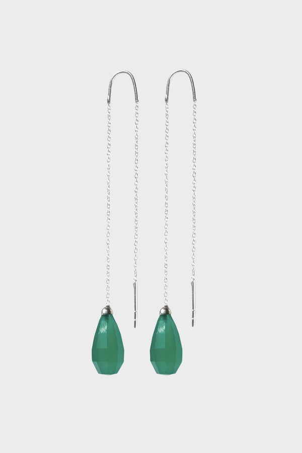 Green Onyx Drops Earring, Green Onyx Glow Drops Long Earrings - Adelina1001, серьги, оникс, серебро, jewelry, silver, earrings, drops, イヤリング、宝石類、長いイヤリング、宝石類