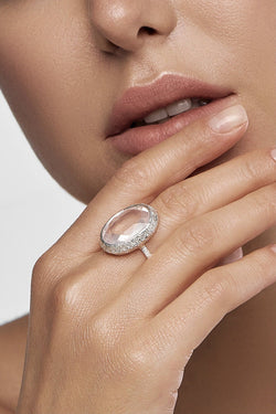 Rose Quartz Oval Silver Ring - Adelina1001, серебро, розовый кварц,  овальное кольцо, silver ring, natural stones