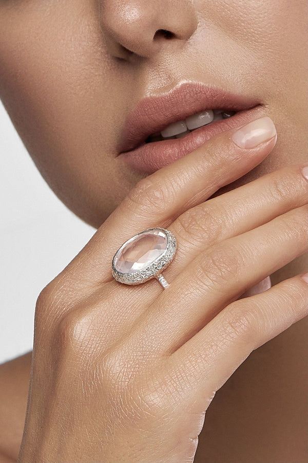 Rose Quartz Oval Silver Ring - Adelina1001, серебро, розовый кварц,  овальное кольцо, silver ring, natural stones