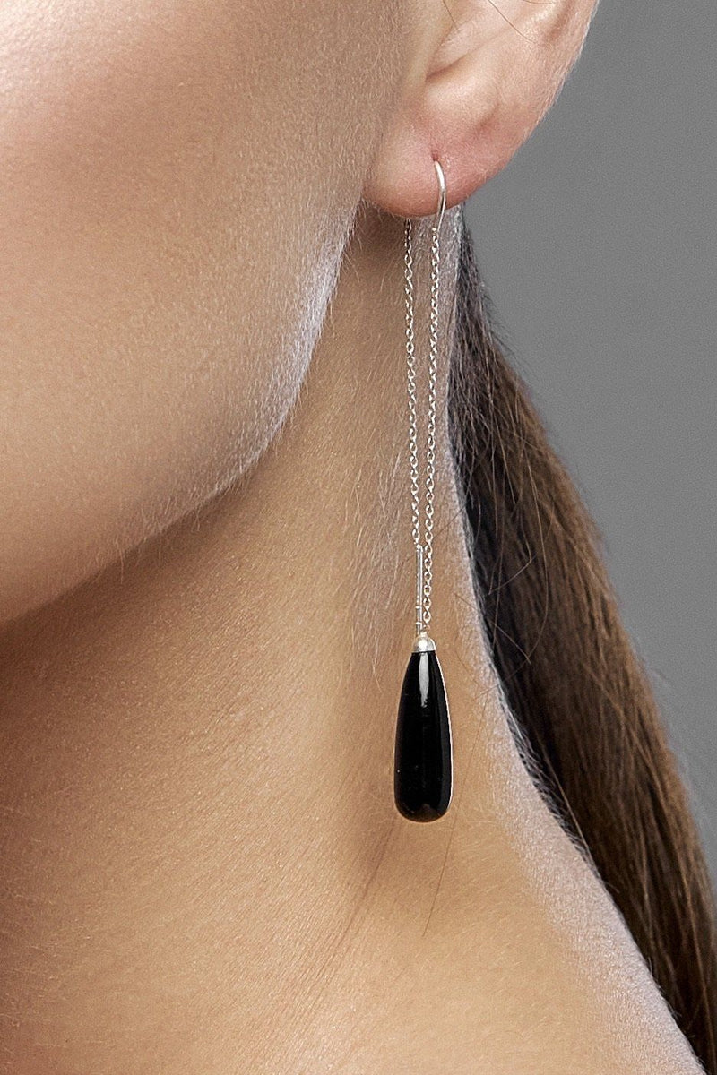 Black Onyx Drops Long Earrings - Adelina1001, earrings,  onyx, silver, оникс,  fashionable jewelry,  stylish, Lolita, RadioШехерезада, натуральные камни, серебро, ручная работа, уникальная история бренда