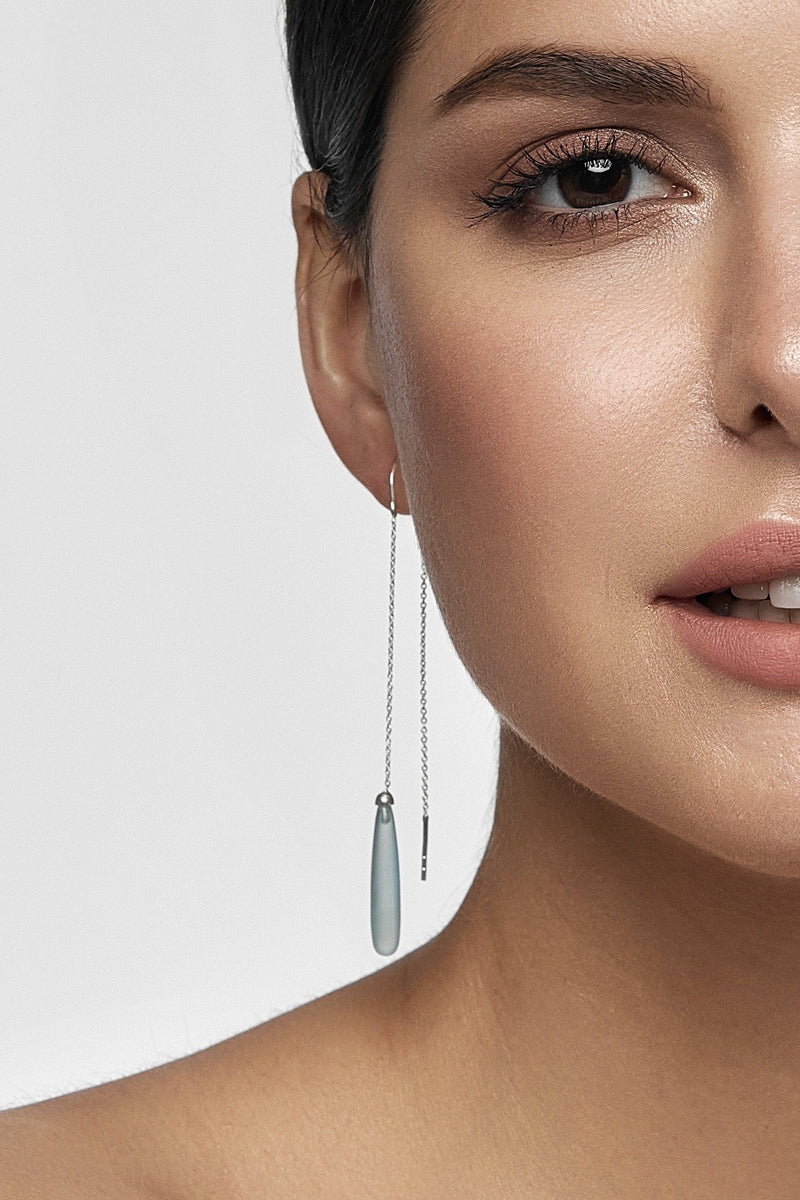 Aqua Chalcedony Drop Earrings - Adelina1001, Authentic stones, silver, handmade,  high quality, meaningful jewelry  Joyful drops .  серебро, халцедон,  натуральные камни,